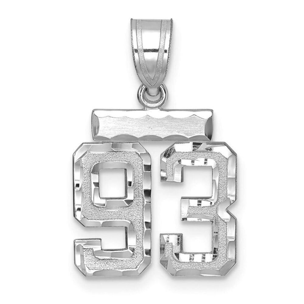 14k White Gold, Varsity Collection, Small D/C Pendant, Number 93